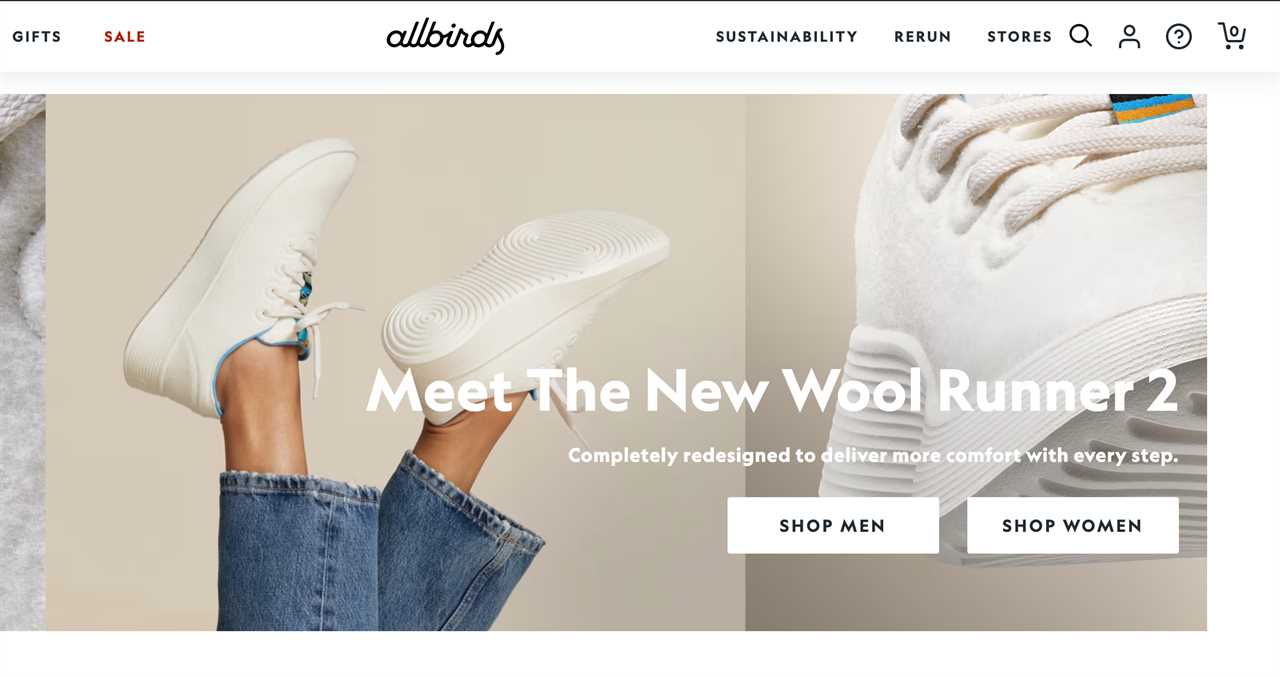 screenshot of new wool runner advertised on allbirds website