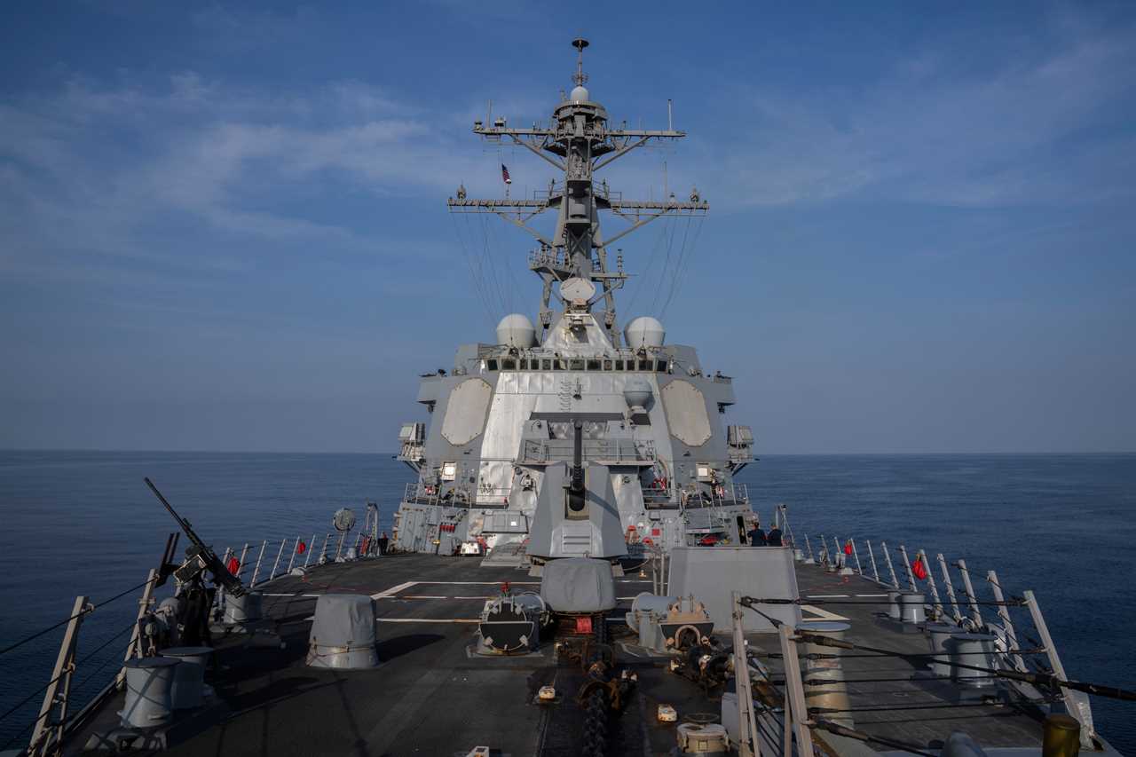 A view of the USS Gravely destroyer in the southern Red Sea on Feb. 13, 2024.