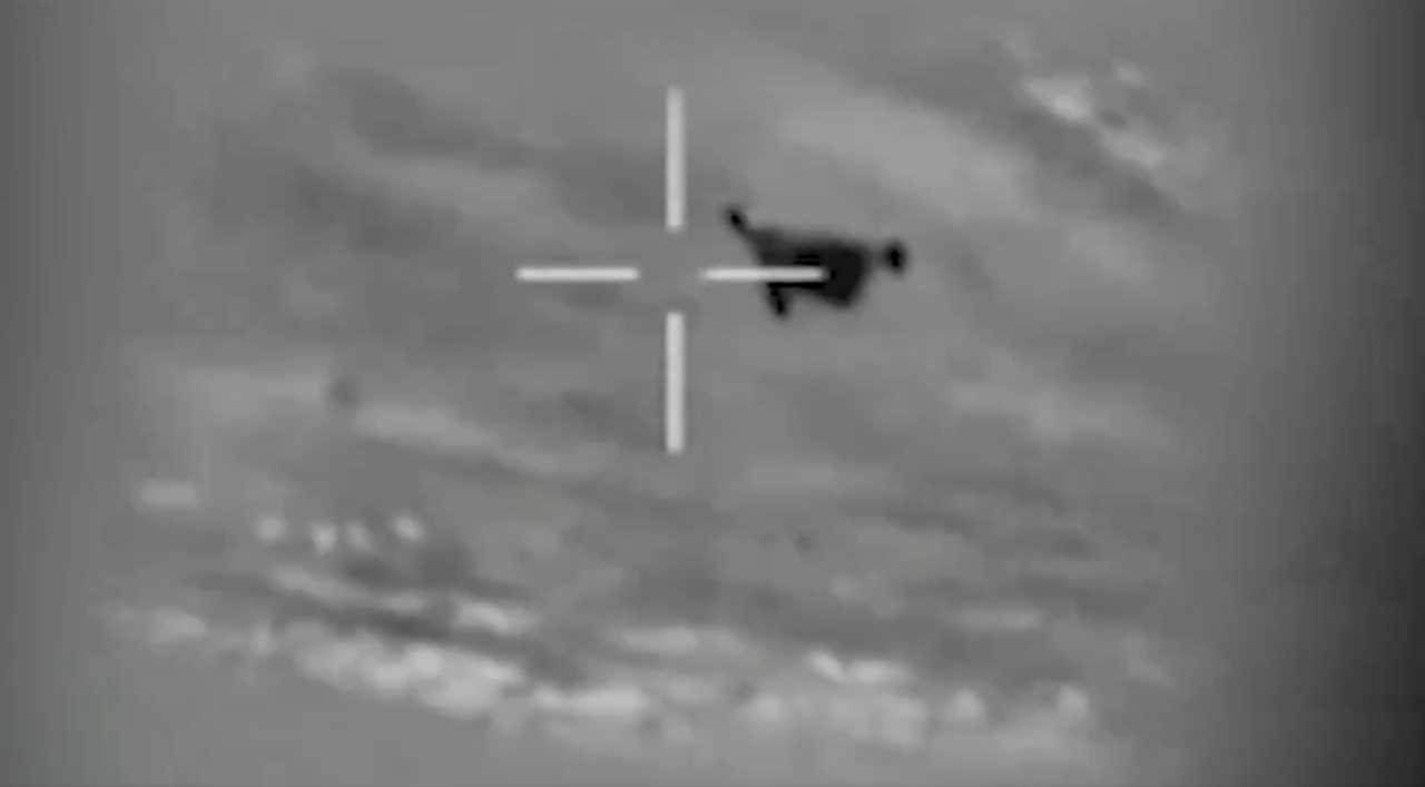 An Israeli fighter jet intercepts a drone.