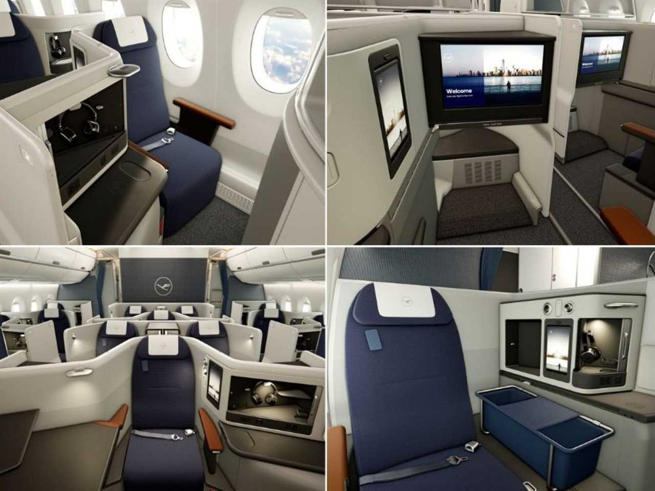 Seat options for Lufthansa Allegris with blue seats.