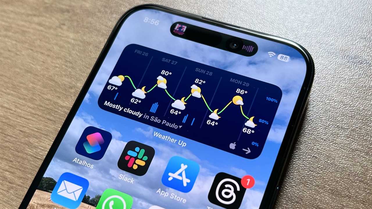 Weather Up app running on iPhone 15 Pro