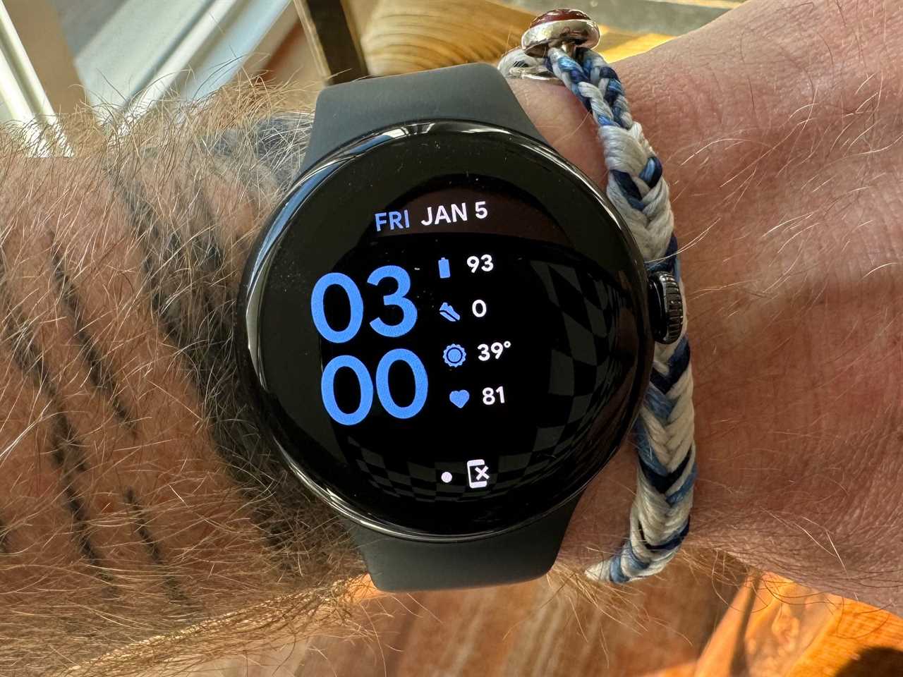 The home screen of a Google Pixel Watch 2