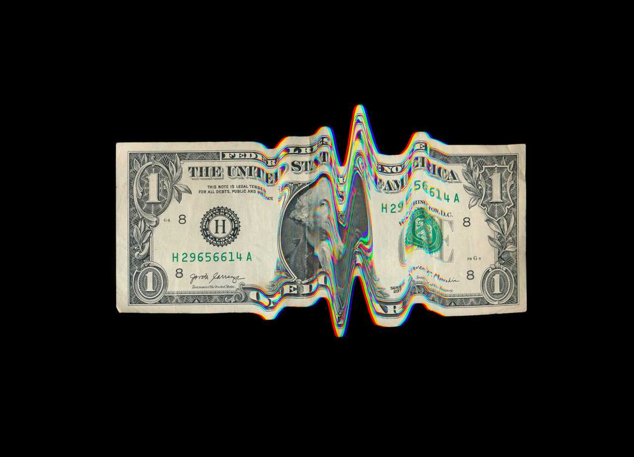 US dollar bill with glitch effect