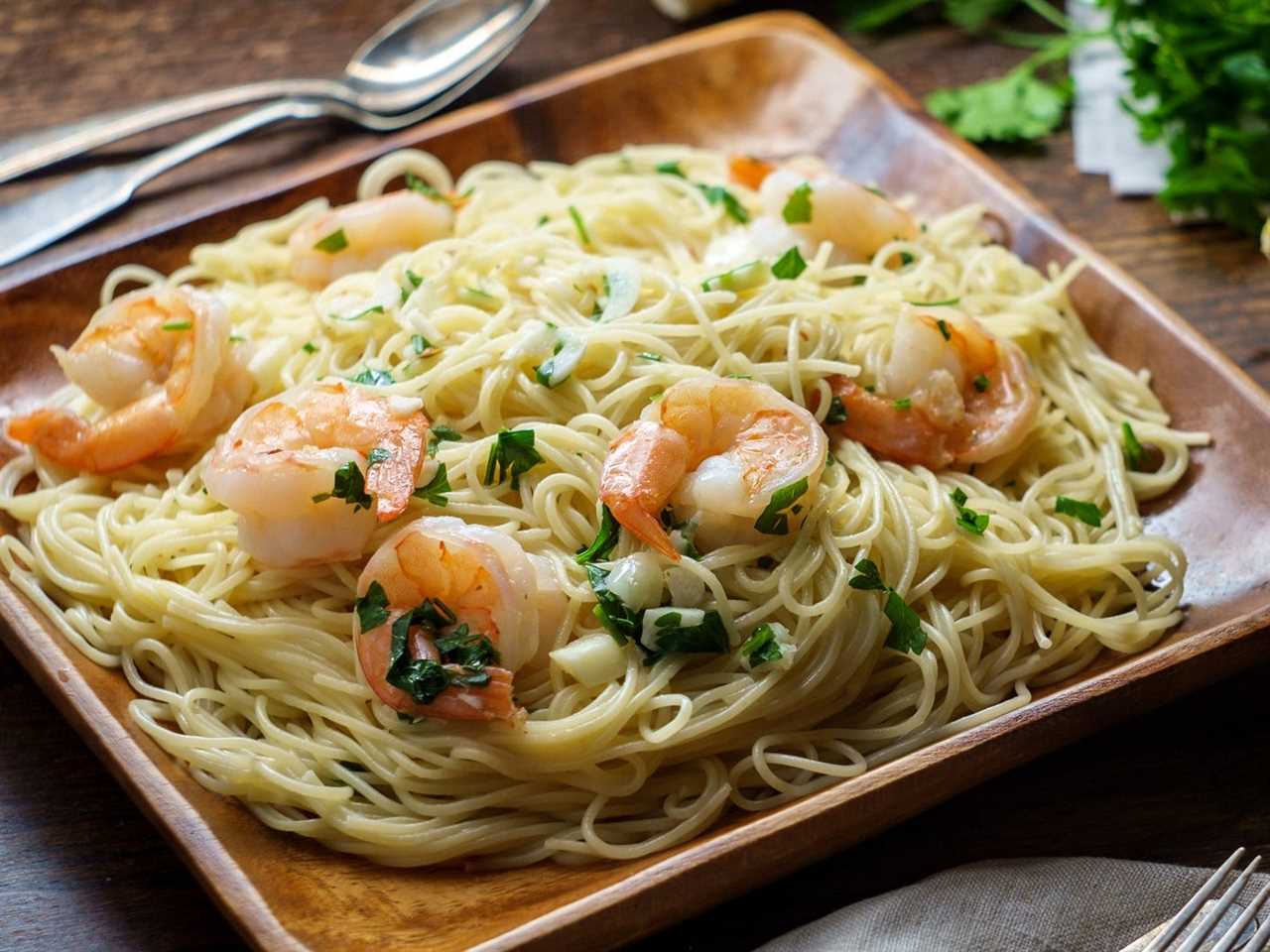 Angel hair pasta with shrimp