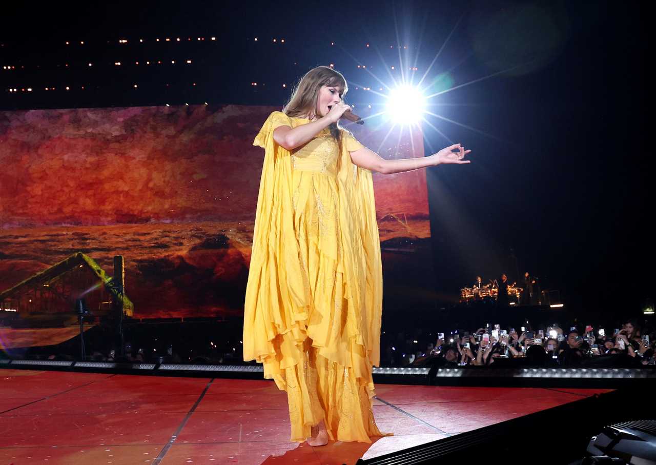 Taylor Swift performs at The Eras Tour in Nanterre, France.