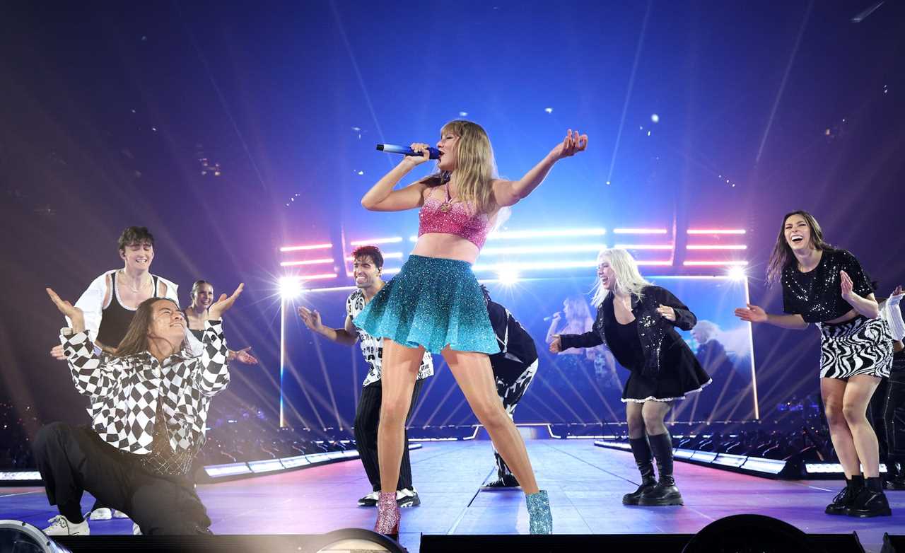 Taylor Swift performs at The Eras Tour in Nanterre, France.