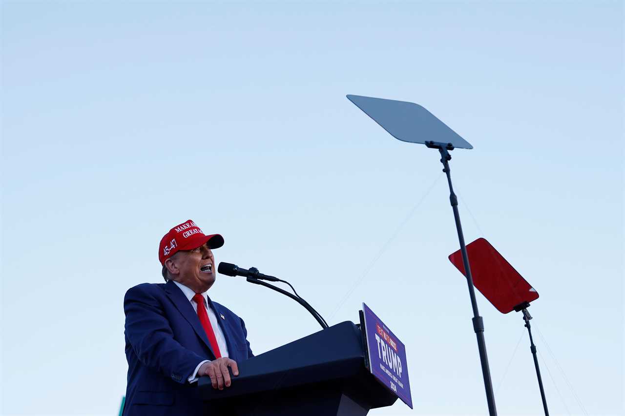 Republican presidential candidate former U.S. President Donald Trump speaks during a campaign rally in Wildwood Beach on May 11, 2024 in Wildwood, New Jersey.