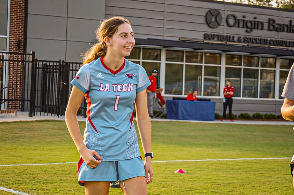 Mac Kelso wearing her soccer uniform while on the field.