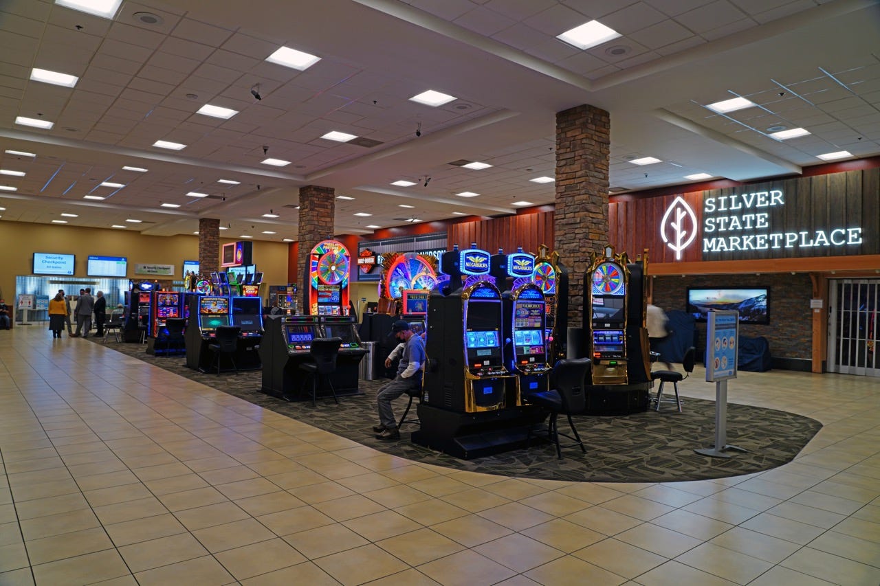 Slot machines inside Reno-Tahoe International Airport