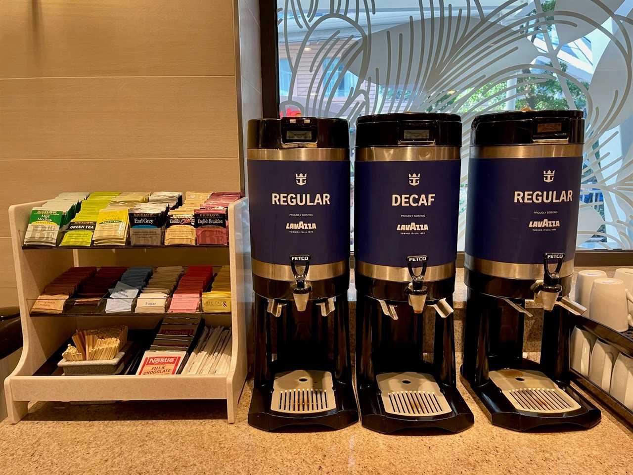 Free beverage station on cruise ship 