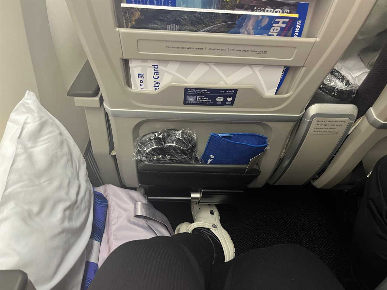 mean stretching her legs in economy plus on a united flight