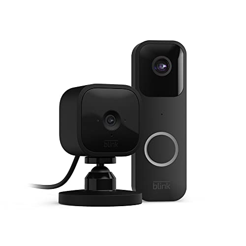 Blink Video Doorbell (Black) + Mini Camera (Black) | Two-Way Audio, HD Video, Motion and Chime…