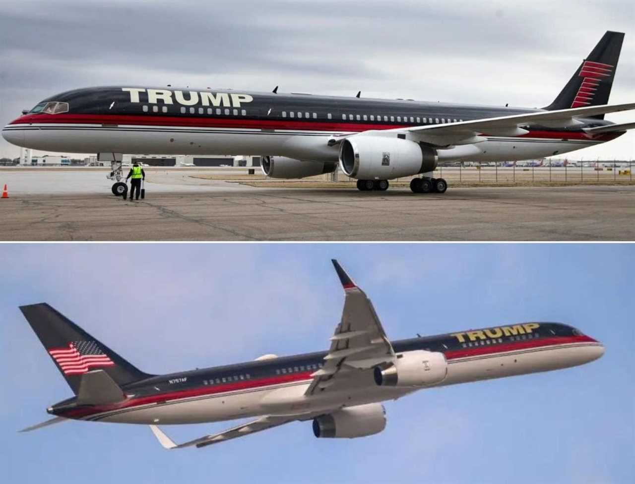 The old and new paint jobs on Trump's Boeing 757 private jet.