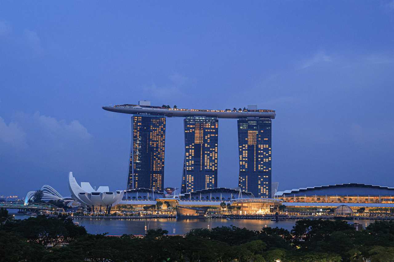 A general view of Singapore city skyline during a welcome reception at the National Gallery Singapore on Day 1 of the Commonwealth Games Federation General Assembly on November 13, 2023 in Singapore.