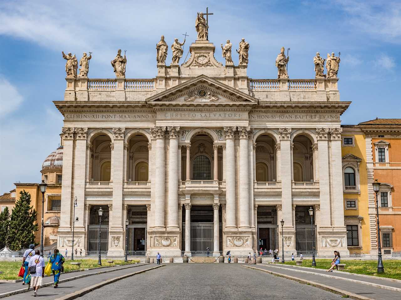 exterior shot of The Archbasilica of Saint John Lateran (Basilica di San Giovanni in Laterano) in rome