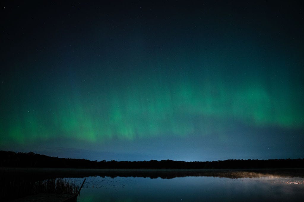 ROCHESTER, NEW YORK, UNITED STATES - MAY 11: Northern Lights (Aurora Borealis), also known as aurora, colorful lights shift, illuminate the sky in Rochester, New York, United States on May 11, 2024. (Photo by Lokman Vural Elibol/Anadolu via Getty Images)