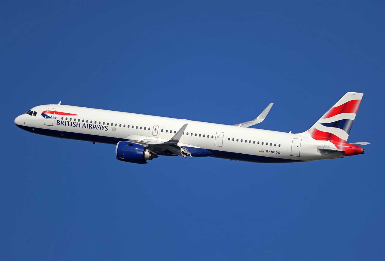 An Airbus A321-251NX from British Airways is taking off from Barcelona Airport in Barcelona, Spain, on February 23, 2024.