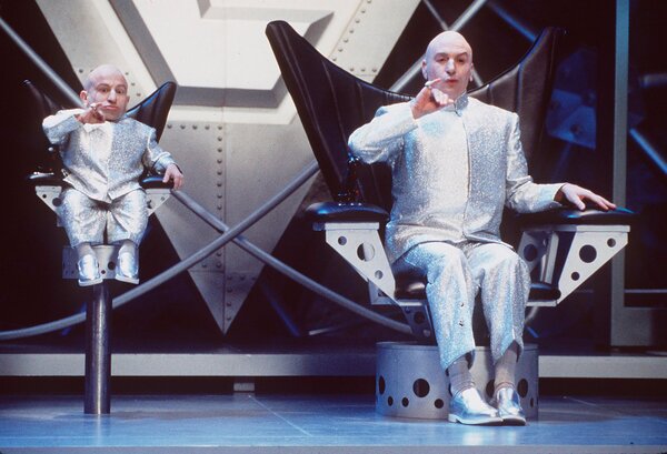 While the chairs in Dr. Evil’s lair are cartoonishly over-exaggerated, the material palette pulls from  popular modernist chairs of the era made with black leather and chromed steel.