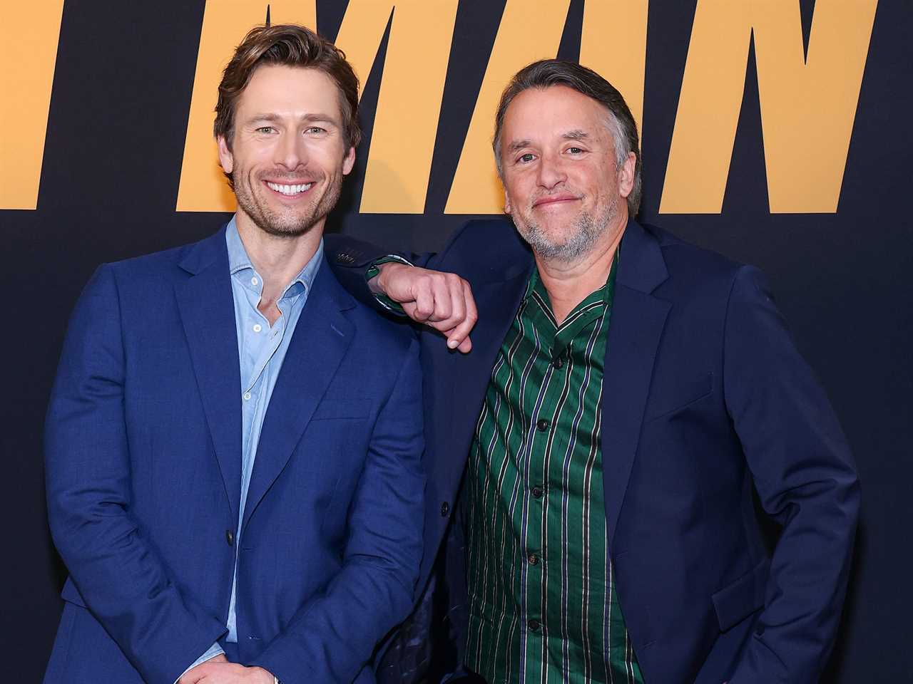 Glen Powell and Richard Linklater promoting "Hit Man" in 2024.