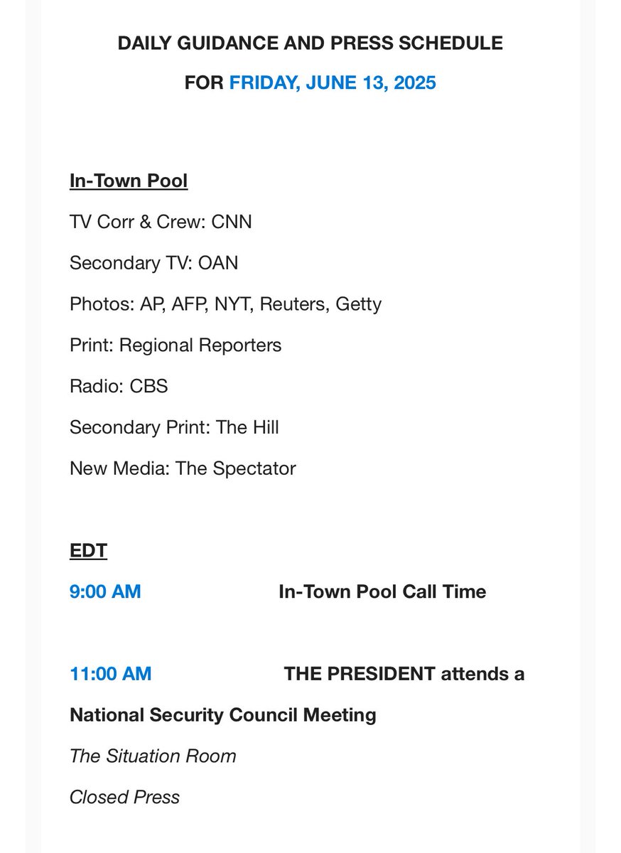 President Trump Comments on Israeli Attack on Iran; Will Hold National Security Council Meeting in Situation Room Friday Morning