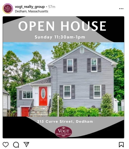 Instagram post of an open house in Massachusetts.