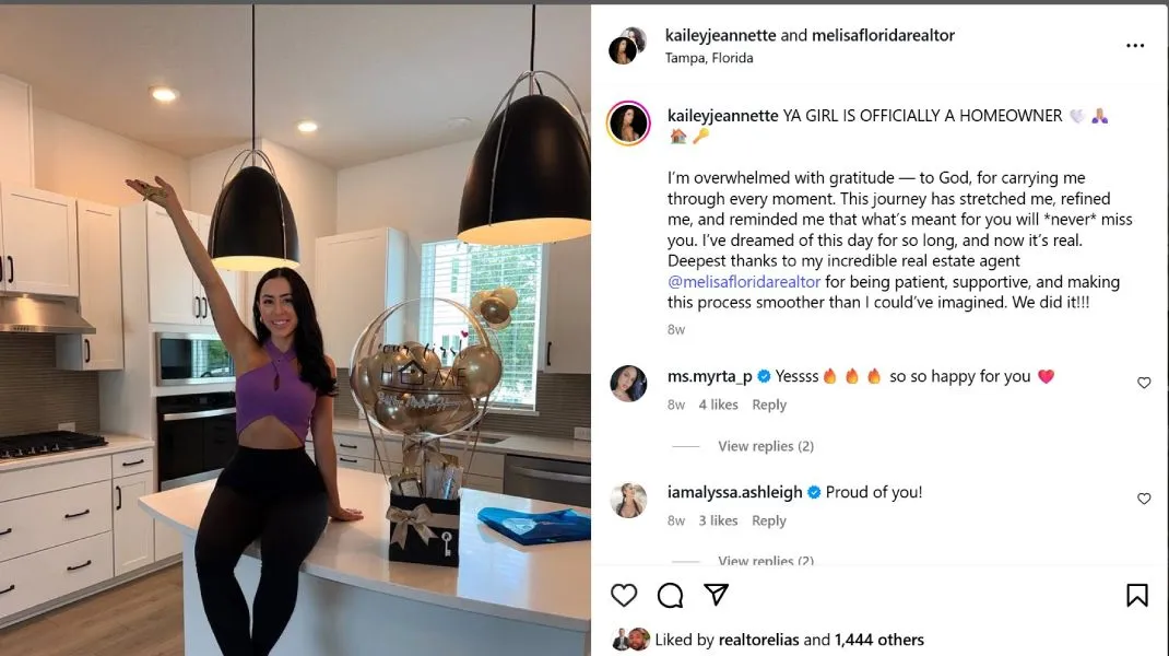 Instagram post about a real estate agent's personal real estate experience.