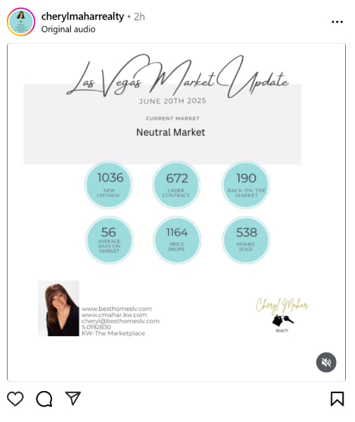 Instagram post with Las Vegas market update infographic.