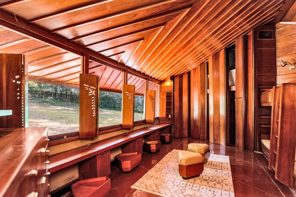 The walls and ceilings are made from Heart Tidewater Red Cypress wood.