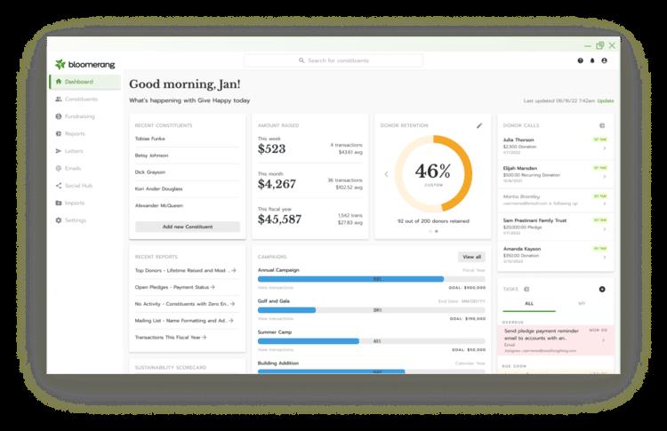 An example CRM interface 