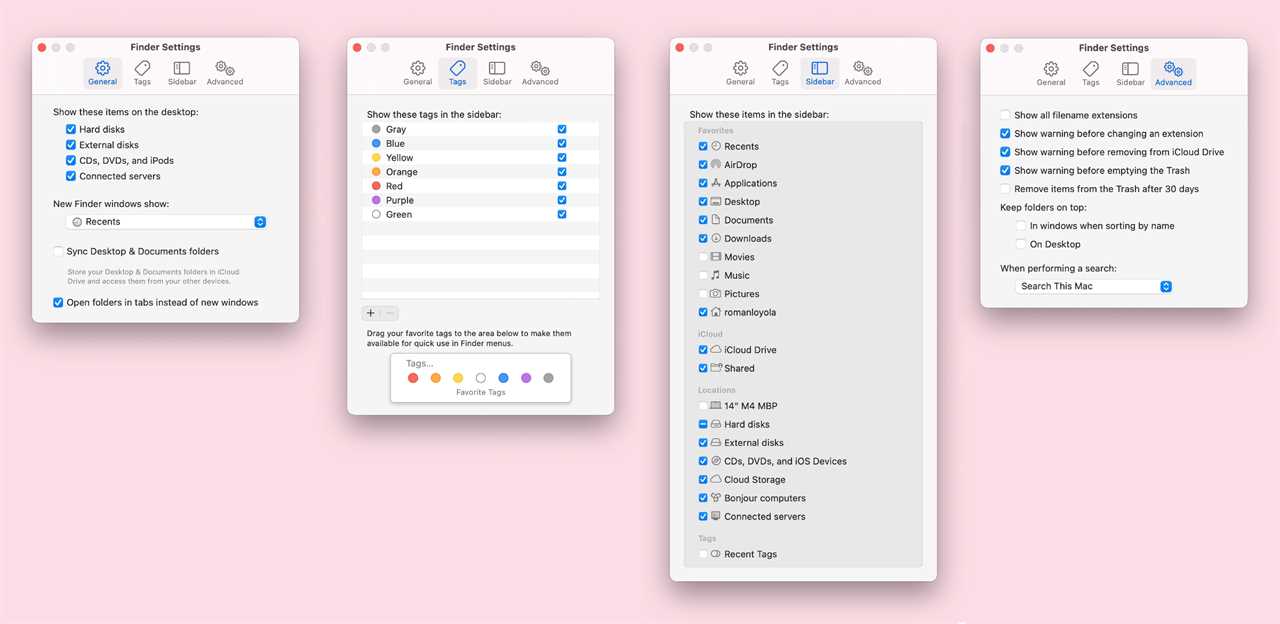 Finder settings