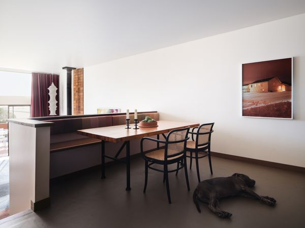 The flooring is a mixture of natural rubber and cork.