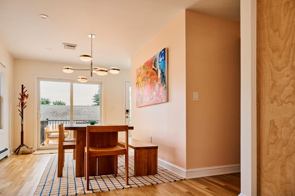 The dining room was once the original kitchen of the home and allows Hailee and Chuck direct access to their deck.