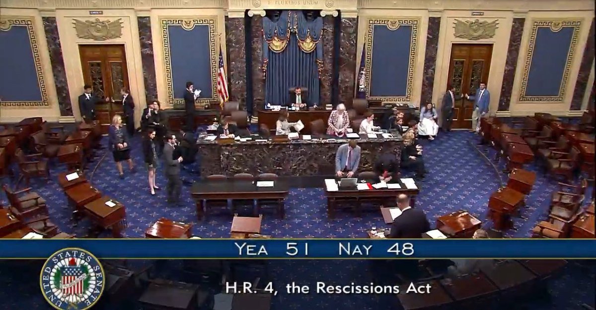 JUST IN: Senate Passes Trump-Backed Rescission Plan to Defund PBS, NPR and Slash Bloated Foreign Aid