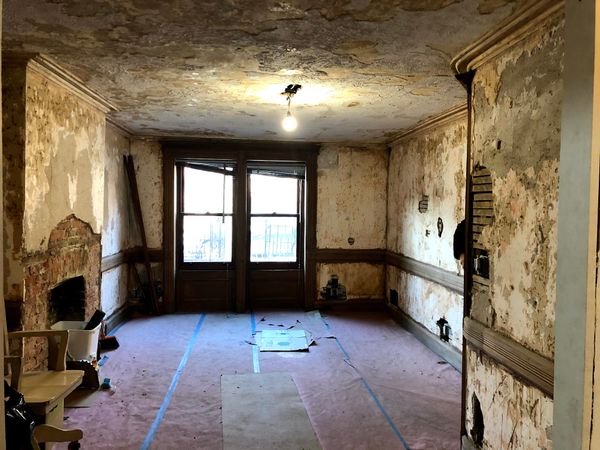 Before: Ellie Deneroff and Alex Frank bought this four-story 1899 brownstone in Brooklyn’s Bedford-Stuyvesant neighborhood, in early 2021. The previous owners were mid-remodel at the time of the sale.