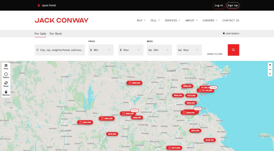 Property search landing page from Jack Conway