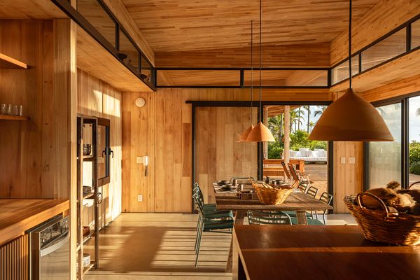 The designers relied heavily on the use of reforestation wood, which is used throughout the interior along with glass and concrete.