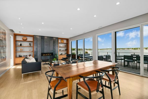 The home sits along the Long Island Sound with 100 feet of waterfront access.