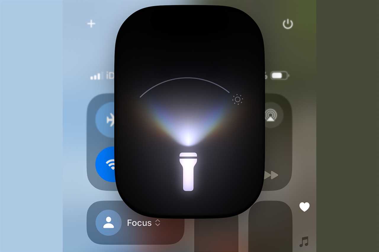 iphone showing the flashlight with a wide beam