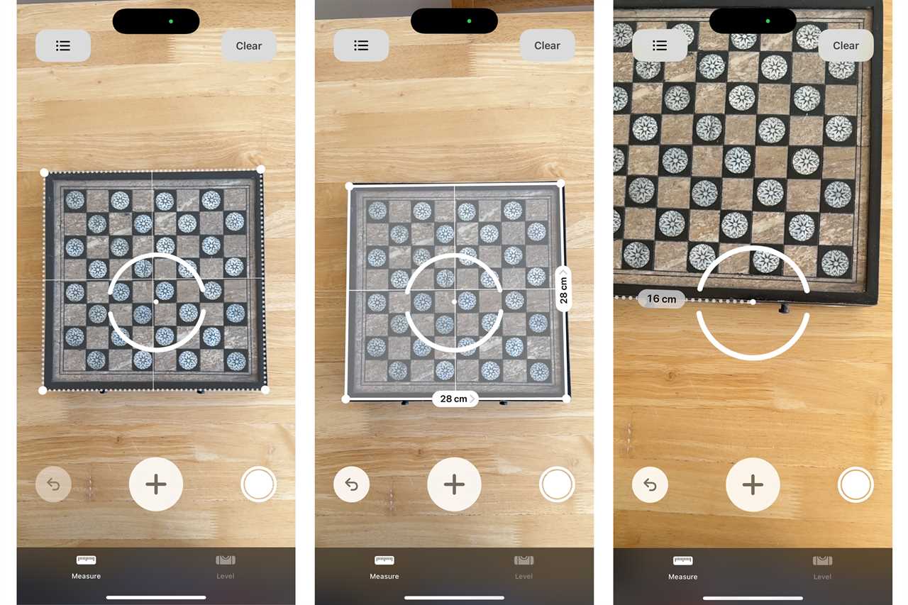 iphone settings showing the measure app in action