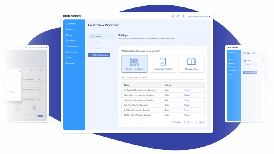 CRM drip campaign automation page