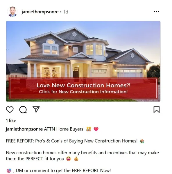 Photo of a house with pros and cons of buying new construction