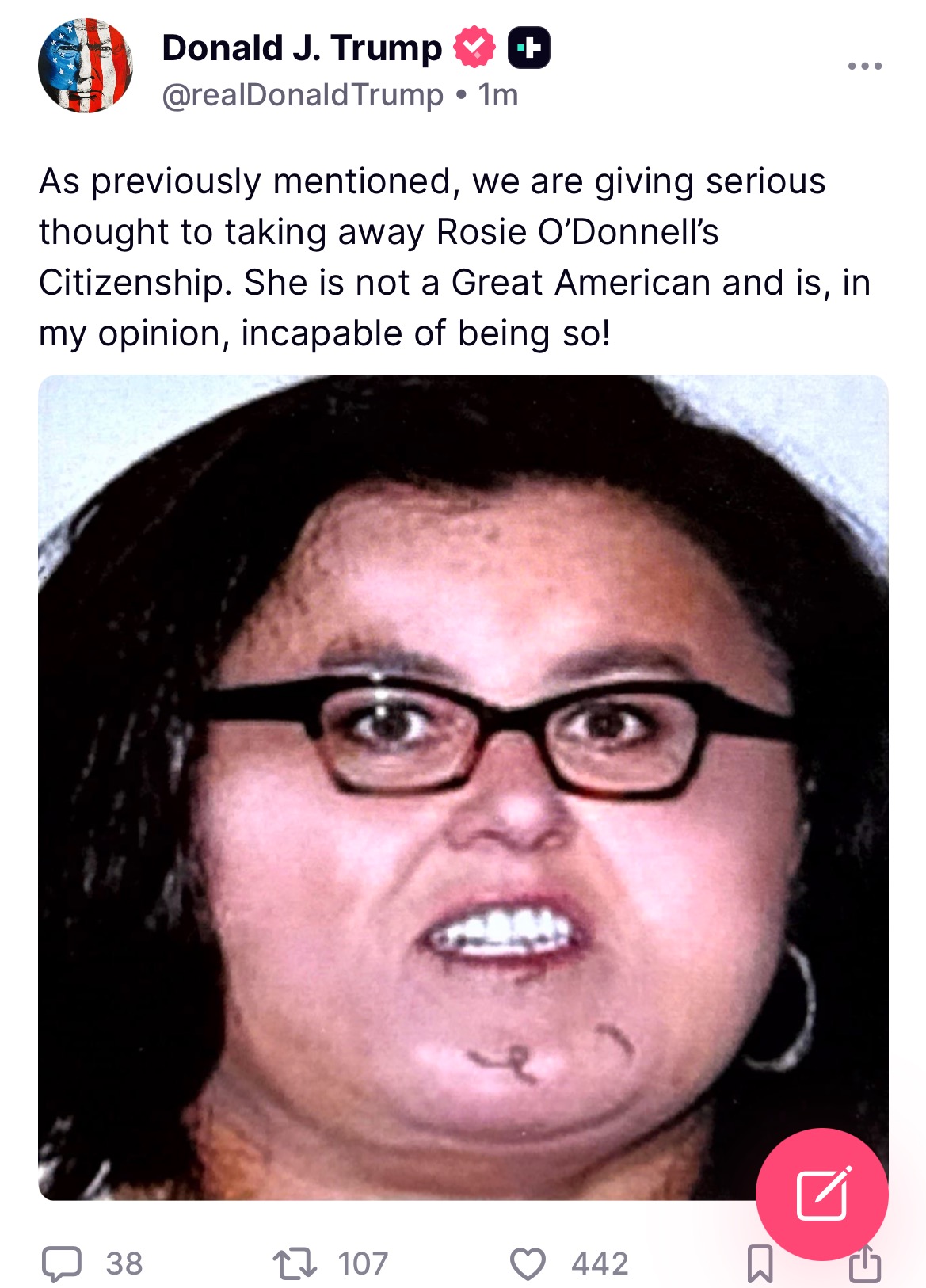 President Trump Sets the Internet Ablaze with Brutal Meme Attacking Rosie O’Donnell