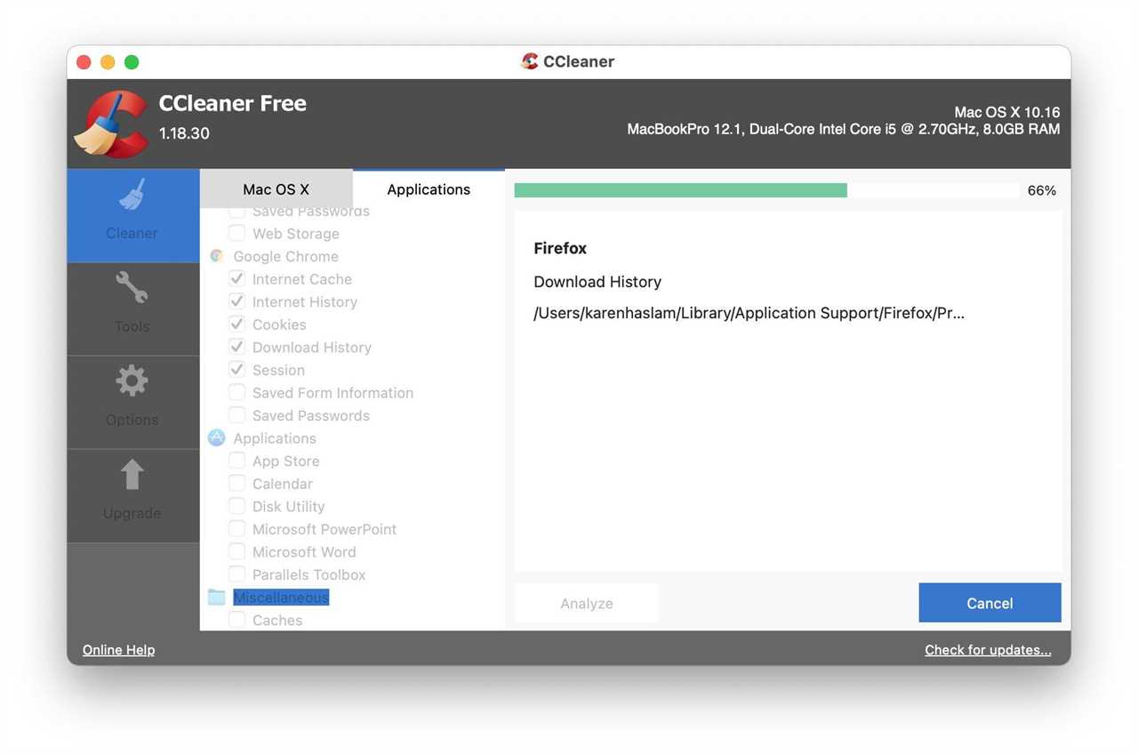 How to delete cache with CCleaner