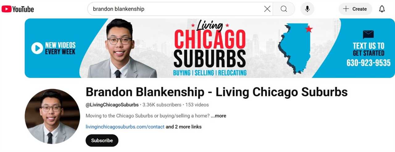 YouTube home page for Brandon Blankenship.