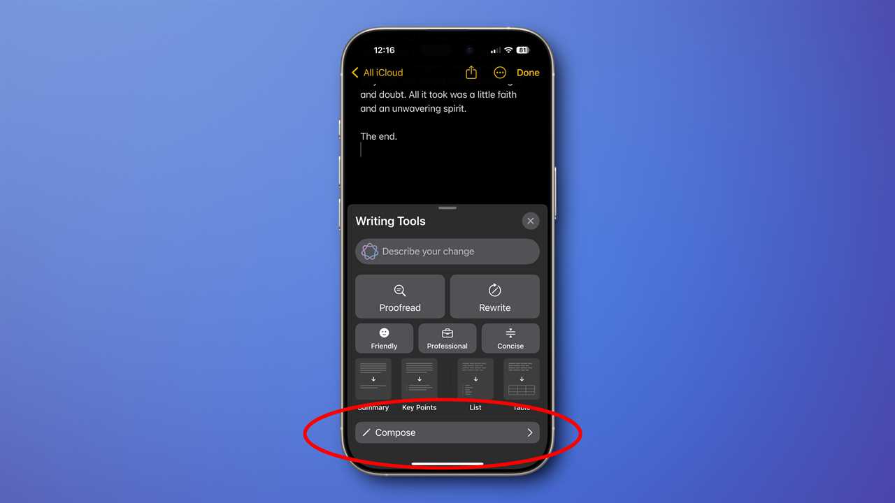 iOS 18.2 ChatGPT compose