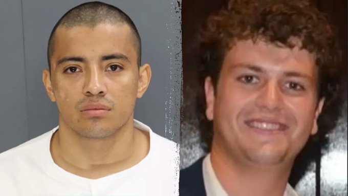 Image showing two men side by side, one in a police mugshot and the other smiling in a formal setting, highlighting contrasting circumstances.