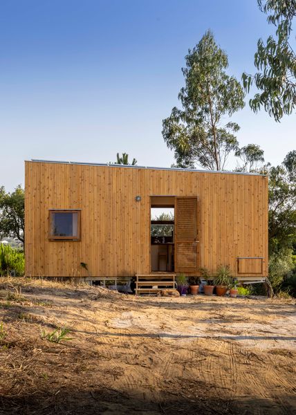 Clad in Japanese cedar from the Azores Islands, the tiny home features a shed-style roof that cost $5,500.