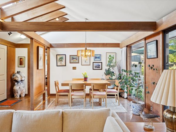 Throughout the home, clerestory windows bring in light and maintain privacy.