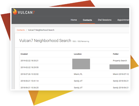 Interface of the Vulcan7 Neighborhood Search tool.