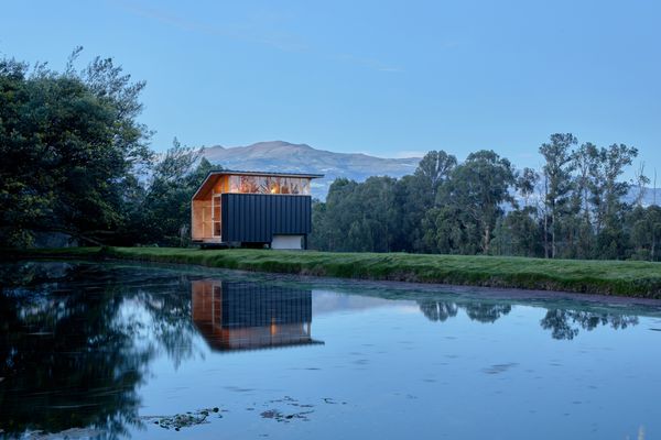 Located on a rural family farm near Cayambe, Ecuador, this off-grid prefabricated retreat is designed specifically for short stays.